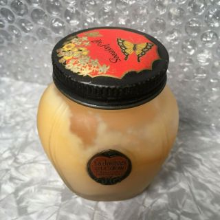 Antique La Jaynees Cold Cream Glass Jar 1920’s - 30’s Rawleigh Art Deco Butterfly