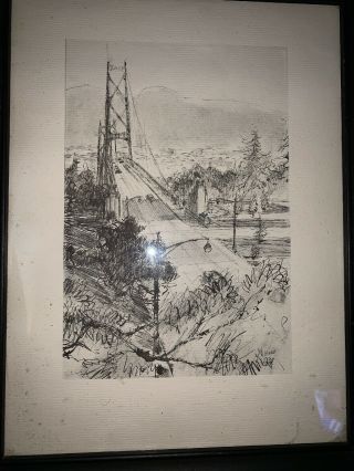 Vintage Bridge Sketch/drawing Golden Gate Bridge Absolutely 10x13