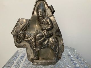 Antique Vintage Santa On Donkey Chocolate Mold.  7 “tall By 6 " Wide.