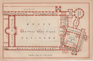 Antique Map Vatican Museum 1905 Mappa Antica Giardino Della Pigna Museo Vaticano