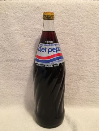 Rare Full 1 Liter Diet Pepsi - Cola Acl Soda Bottle From Canada