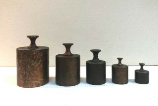 Set Of 5 Antique Scale Weights 1lb - 1oz