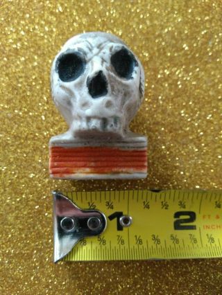 Rare? Old Vintage Halloween Miniature Ceramic Bisque Skull On Book Japan (set?)