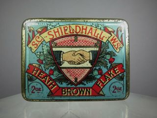Antique Scottish S.  C.  W.  S.  Shieldhall Heath Brown Flake Tobacco Tin