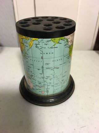 C5 Vintage World Globe Map Tin Litho 3 - 1/2 
