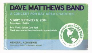 Rare Dave Matthews 9/12/04 San Francisco Deluxe Concert Ticket Stub Dmb