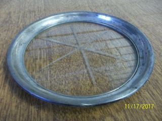 Sterling Silver Rimmed Coaster w/ cut GLASS bottom 2