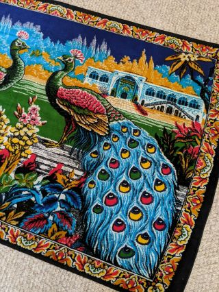 Vintage Peacock Colorful Wall Rug Tapestry 37”x 58” 3