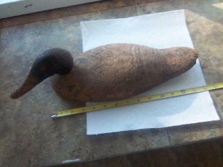 Vtg Antique Folk Art Wood Carved Duck Decoy / Illinois /lodge Cabin Glass Eyes ?