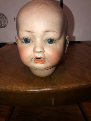 Vintage Porcelain Open Mouth Doll Head Marked Movable Eyes