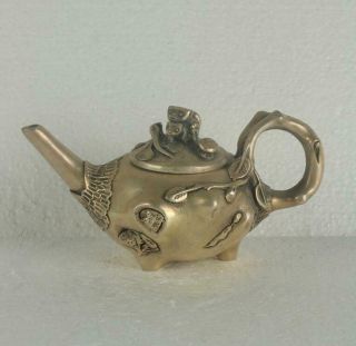 Old Chinese Silve Copper Hand Made Teapot With Qianlong Mark D01