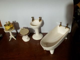 Vintage Doll House Furniture Bathroom Set