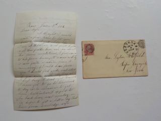 Antique Letter 1862 Civil War Era Scipio York Texas Cover Stamp Cancel Paper