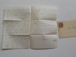 Antique Letter 1862 Civil War Era Scipio York Texas Cover Stamp Cancel Paper 2