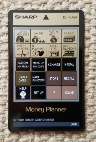 1989 Sharp Iq - 705a Money Planner Ic Software Card For Wizard Series Rare