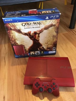 Sony Playstation 3 God Of War Ascension 500gb Garnet Red Ps3 Console Bundle Rare
