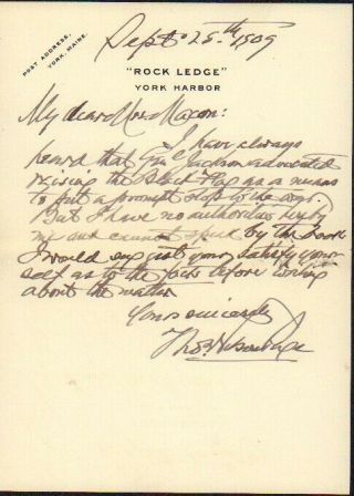 Thomas Nelson Page Signed Rare Handwritten Letter Autograph
