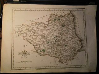 Durham (county) 1787: Antique Map By John Cary - Copper Engraving And Hand Colour -