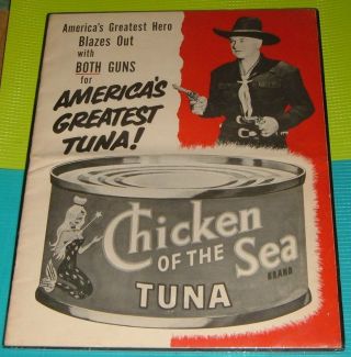 1953 Hopalong Cassidy Chicken On The Sea Tuna Promotional Book Very Rare