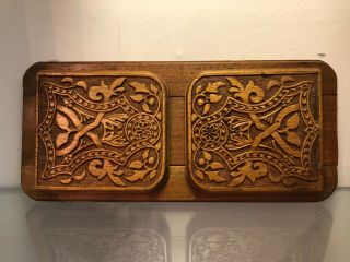 Antique Art & Craft Carved Wood Book Slide Stand Ornament Decor Carving Carving