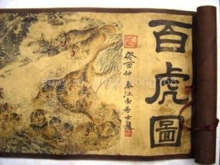 Chinese Painting Scroll Of Hundred Tigers B01