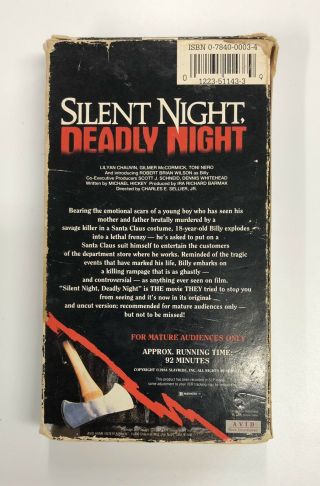 Silent Night,  Deadly Night VHS Video Cassette Horror VERY RARE OOP 1986 Movie 3