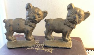French Bulldog Or Pug Puppy Bookends Book Ends Antique Metal
