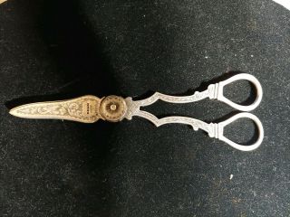 Fabulous Ornate 19th C.  Antique 950 Sterling Silver Grape Shears Scissors B&b Co
