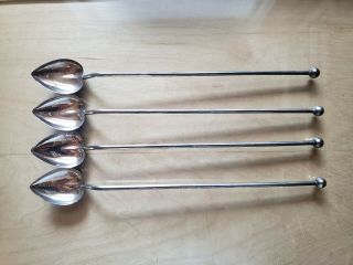 4 Antique,  Vintage Collectible Straw Spoons 8.  25 ",  Silver Plate