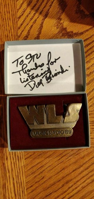 Rare Wls Radio Station Belt Buckle,  Autographed