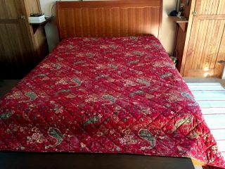 Euc Vintage Rare Ralph Lauren Red Paisley Comforter Quilted Gorgeous Queen 90x92