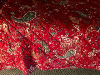 EUC Vintage Rare Ralph Lauren RED PAISLEY Comforter Quilted Gorgeous Queen 90x92 3