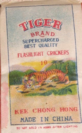Early Tiger Brand Firecracker Pack Label Rare 10 1 Inch Cracker Size Pack Label