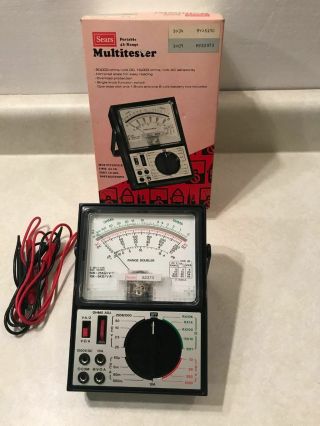 Vintage Sears Portable 43 Range Multimeter With Leads Grt.  Cond.