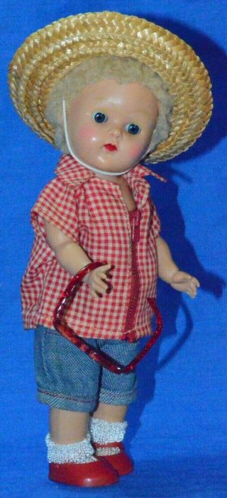 Vintage 8 " Vogue Ginny Doll In Skinny Tagged Outfit Strung Pl