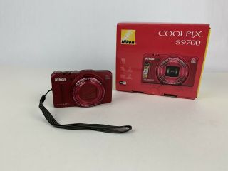 Nikon Coolpix S9700 Digital Camera 16mp 30x Wide Zoom Full Hd Rare Red Color