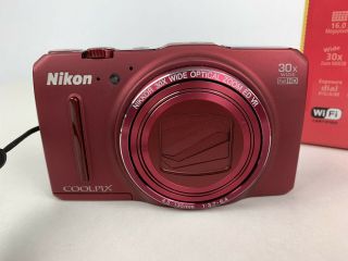 Nikon COOLPIX S9700 Digital Camera 16MP 30x Wide Zoom Full HD Rare Red Color 2