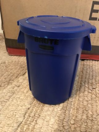 Rare Rubbermaid Brute Blue Mini Miniature Bin Garbage Trash Can Lid 4.  5 Inches