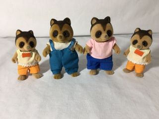 Calico Critters/sylvanian Families Vintage Maple Town Raccoon Family Of 4