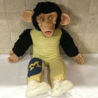 Vintage Yellow And Black Monkey With Plastic Face And Hands