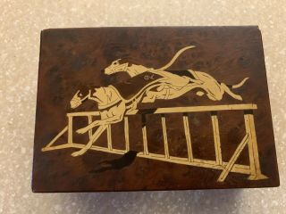 Greyhound Race Dog Track Antique Wood Box Humidor Rare Unique