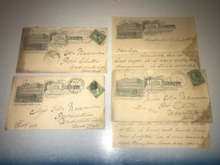 (3) Antique 1880s Hotel Bennett,  Binghamton Ny Handwritten Letters Ephemera