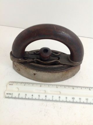 Antique Small Sad Iron Removable Wood Handle Double Point Kitchen Toy Sample Guc