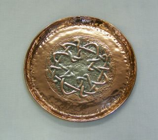 Fine Antique Arts & Crafts Art Nouveau " Celtic Knot " Design Copper & Silver Tray