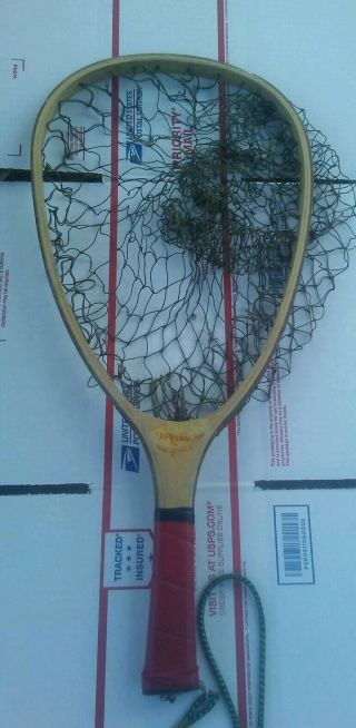 Vintage Wood Fly Fishing Landing Net By Top Hat Rare