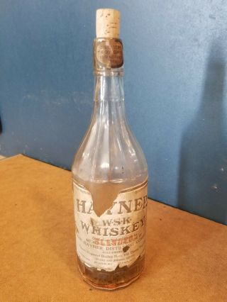 Rare Hayner Whiskey Bottle With Paper Label