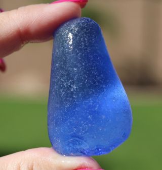 Very Rare Xxxxxl Pacific Blue Frosty Partial Seaglass Handle From Vase