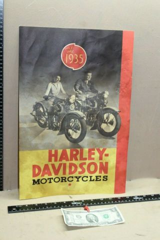 Rare 1935 Harley Davidson Motorcycle Dealership Poster Sign Knuckle Lady Guy Gas