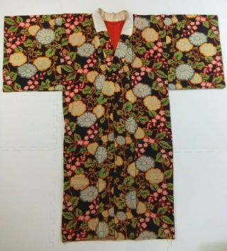 Antique,  Japanese Kimono,  Juban Inner,  Cotton,  Navy,  Rare N093109
