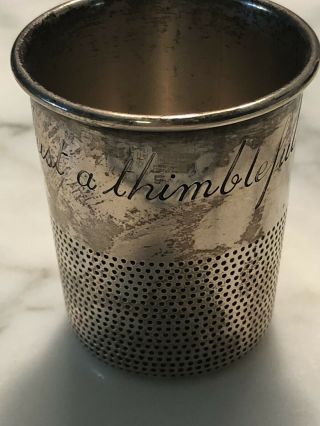 Vintage Towle Sterling Silver “just A Thimble Full” Shot Glass
